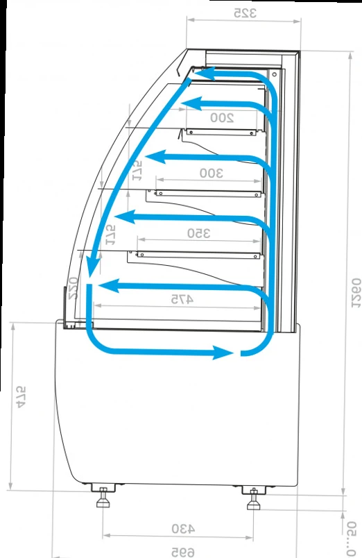 Витрина кондитерская Carboma FLANDRIA STANDARD 2 K70 VM 0,9-2 горка открытая (9005)