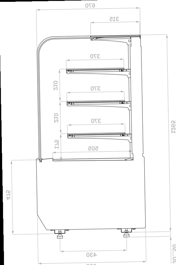 Витрина кондитерская нейтральная Carboma RADIUS LIGHT KR70 N 1,3-1 (9005)