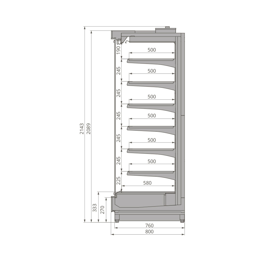 Холодильная горка Brandford TESEY ULTRA SLIM ESC 2080 375