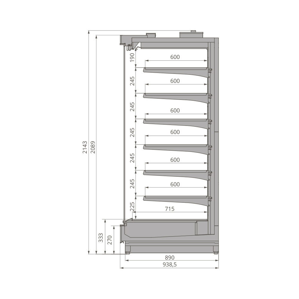 Холодильная горка Brandford TESEY ULTRA SLIM ESC 2080 375