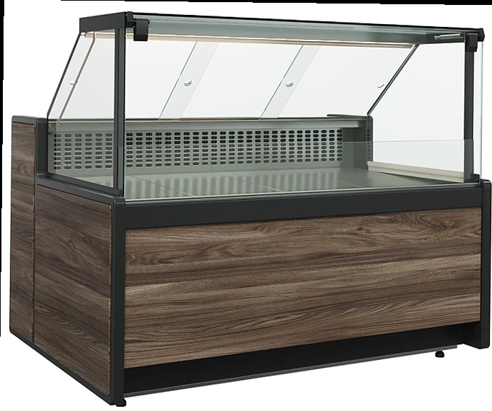 Морозильная витрина CARBOMA GC111 SL 1,25-1 (GELIOS) Тёмный дуб (без боковин)