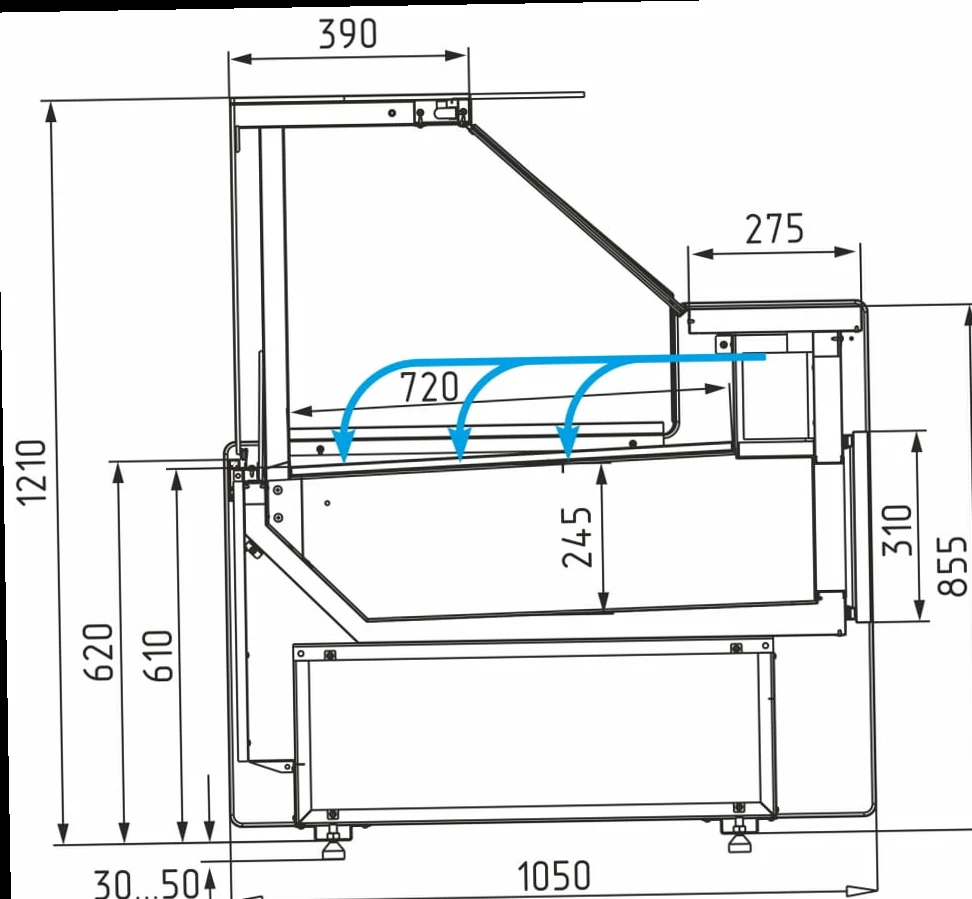 Витрина холодильная CARBOMA GELIOS GC111 SV 1,25-1 (BAVARIA 3) Темный дуб