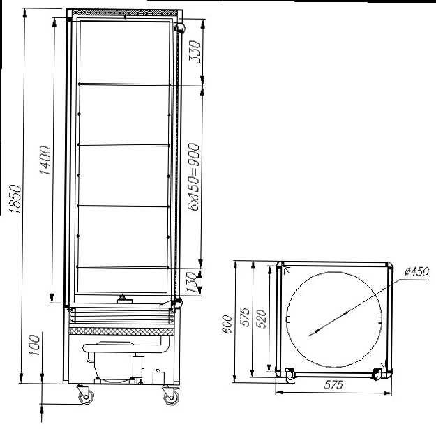Шкаф кондитерский Carboma LATIUM D4 VM 400-2 (R400Cвр) Inox (вращающиеся полки)