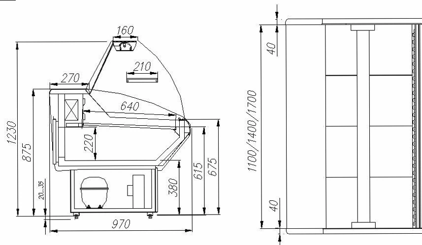 Витрина холодильная Carboma PALM G95 SM 1,5-1 (ВХС-1,5)
