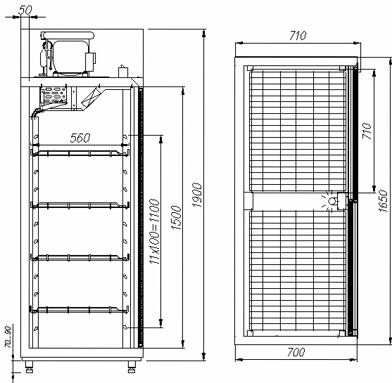 Шкаф холодильный CARBOMA R1400К INOX (стеклянные двери-купе)