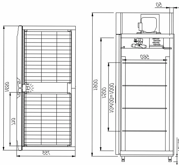 Холодильный шкаф Carboma R1400 INOX (глухие двери)