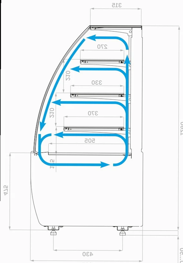 Витрина кондитерская CARBOMA FLANDRIA 2 LIGHT K70 VM 1,3-1 2.0 (Черный / бронза)