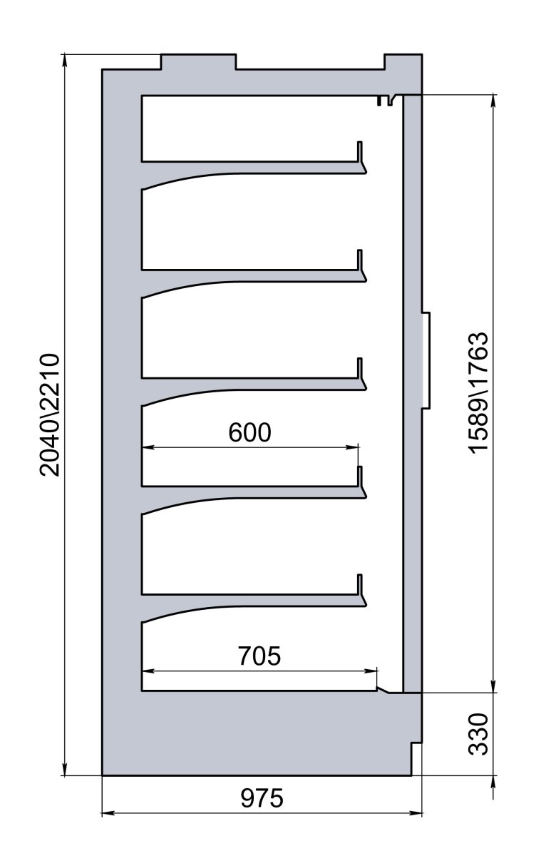 Пристенные охлаждаемые стеллажи POLAIR Monte Maxi M/MH
