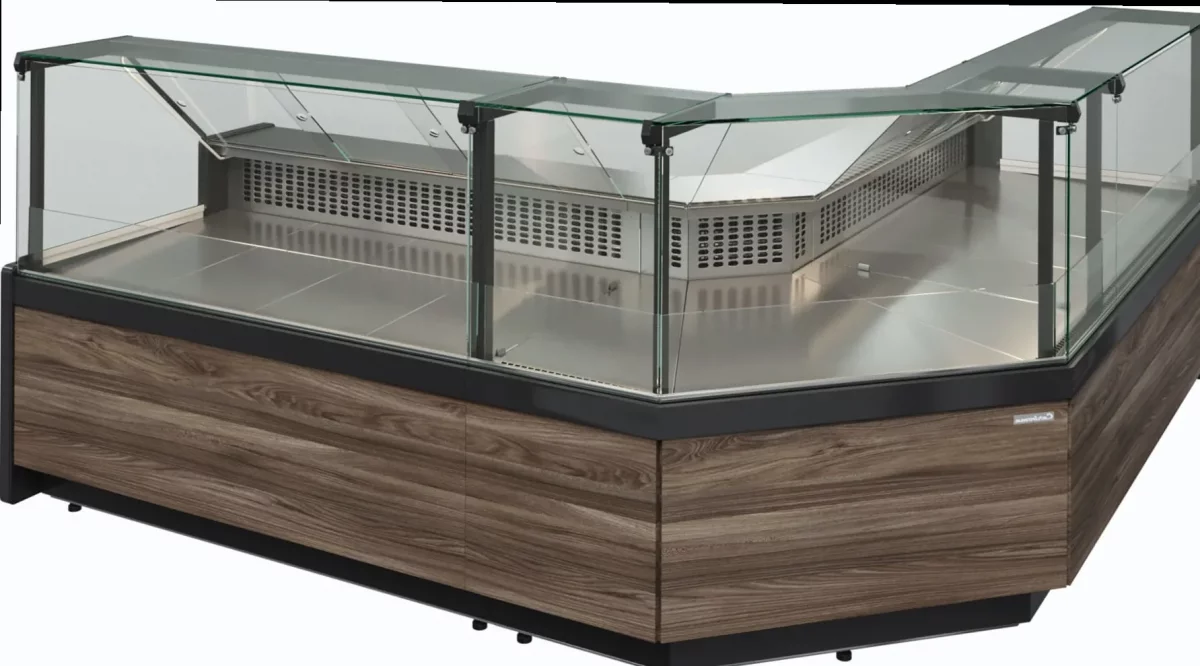 Морозильная витрина CARBOMA GC111 SL 1,25-1 (GELIOS) Тёмный дуб (без боковин)