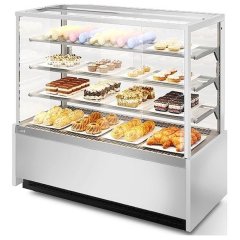 ВИТРИНА КОНДИТЕРСКАЯ VETE KUB 130 БЕЛЫЙ ГЛЯНЕЦ/ШЛИФОВАННАЯ НЕРЖАВЕЙКА